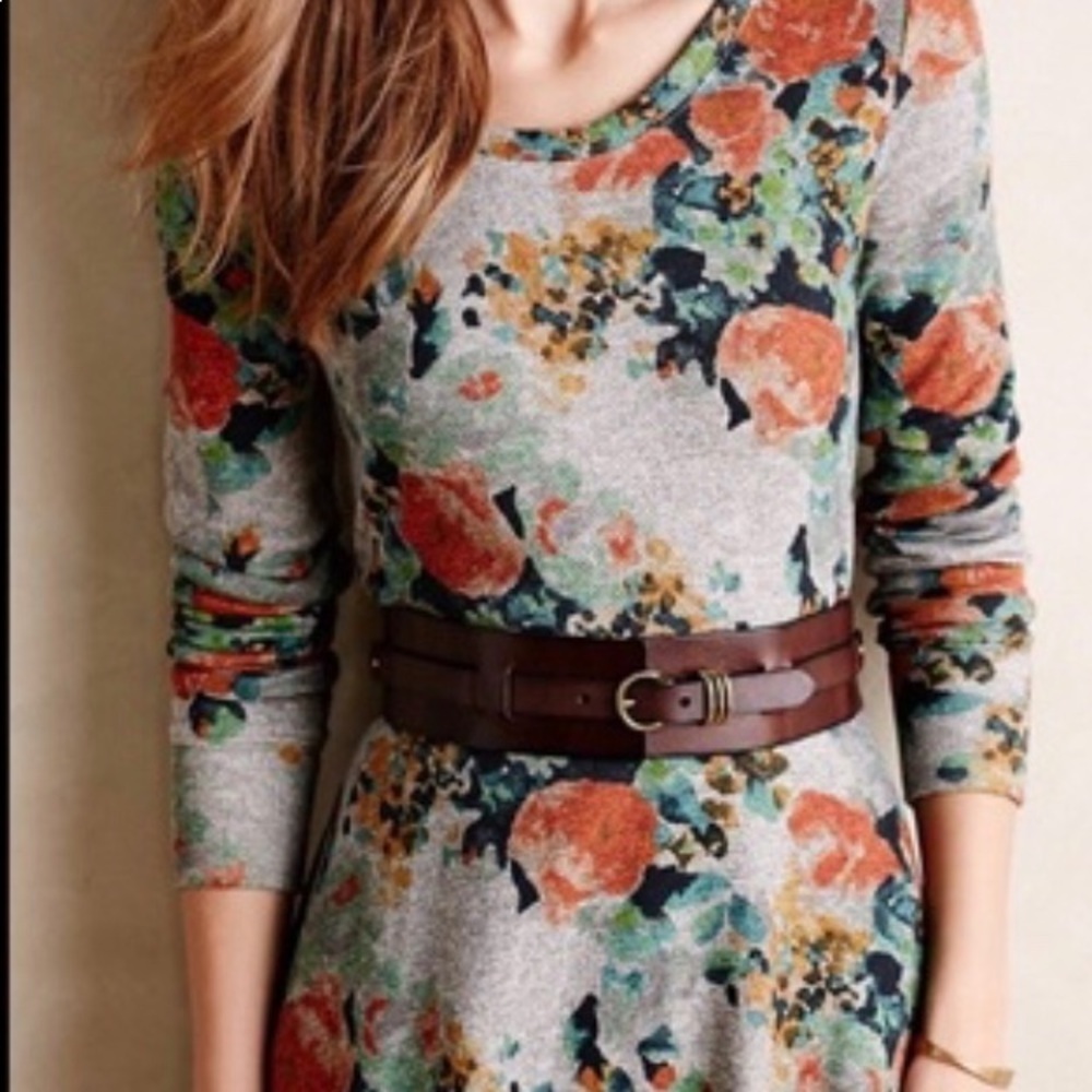 SATURDAY SUNDAY GRAY Terry Floral Dress Anthro XS